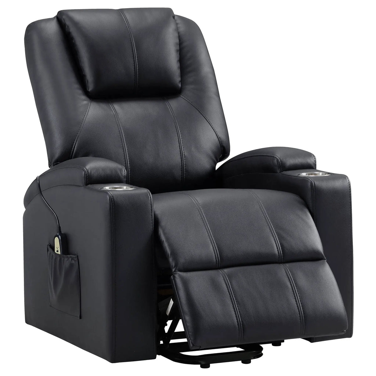 Macklin Power Lift Massage Recliner | Heat And Massage | Dual Cupholders | Smooth Upholstery