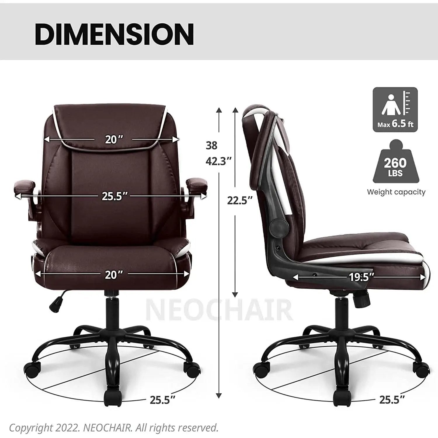 Brown Ergonomic Office Chair With Adjustable Flip Up Arms from PriceLows™