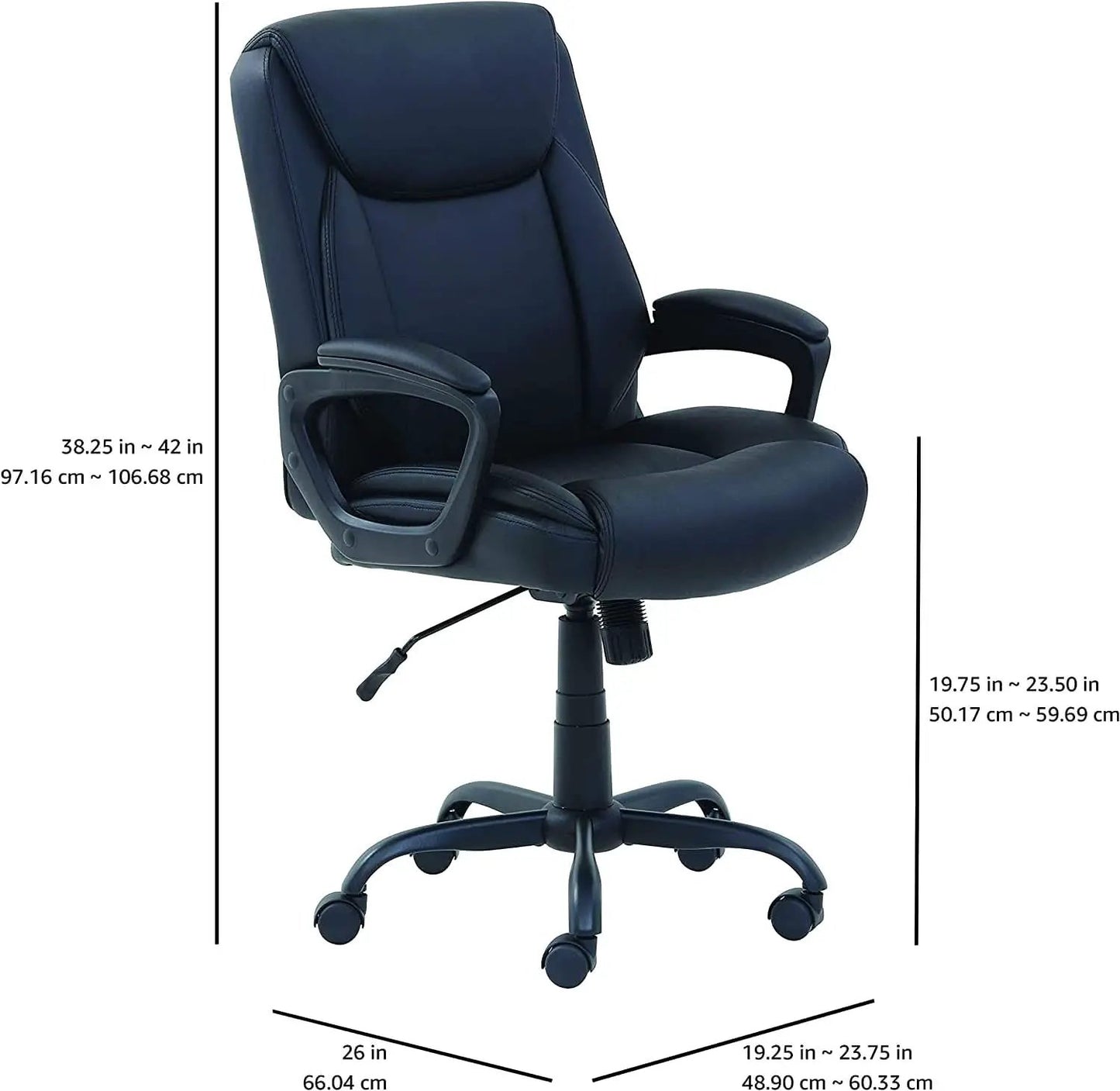 Black PU Mid-Back Office Chair Height Adjustable Ergonomic from PriceLows™