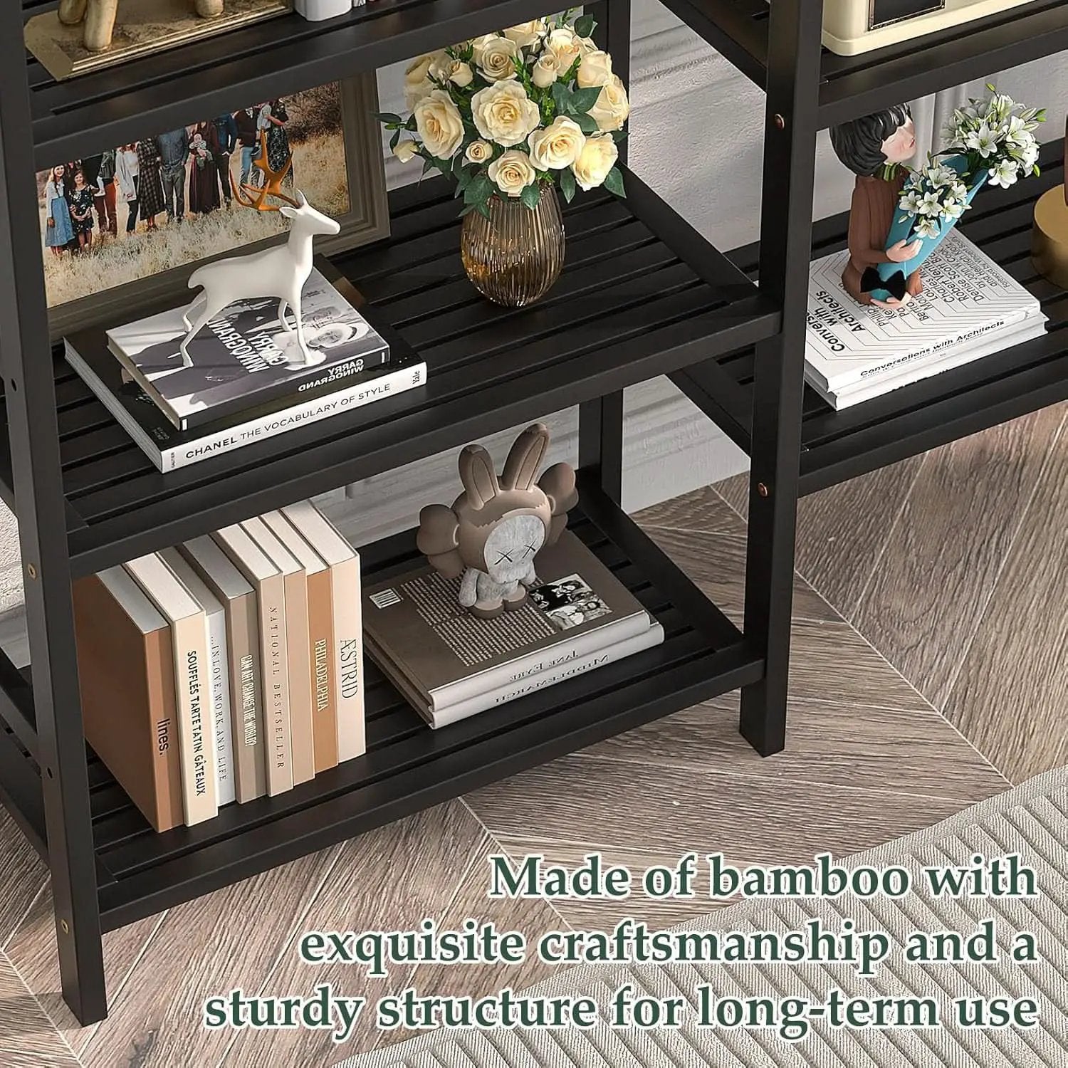 Double Wide Black Bookshelf Freestanding 6 Feet Tall from PriceLows™