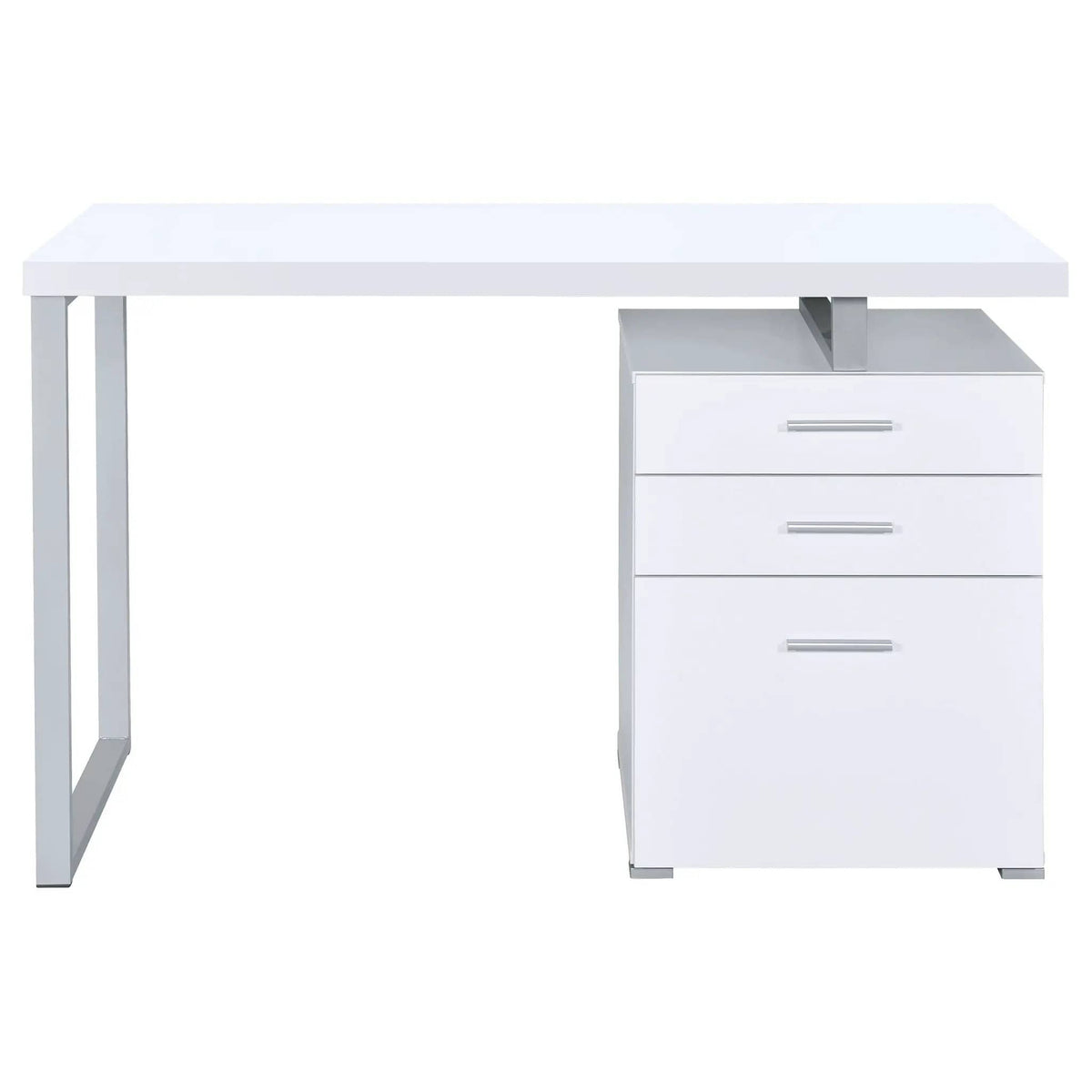 Brennan 47-inch 3-drawer Office Computer Desk | 47.25 x 23.5 x 30 in | Engineered Wood & Metal | White