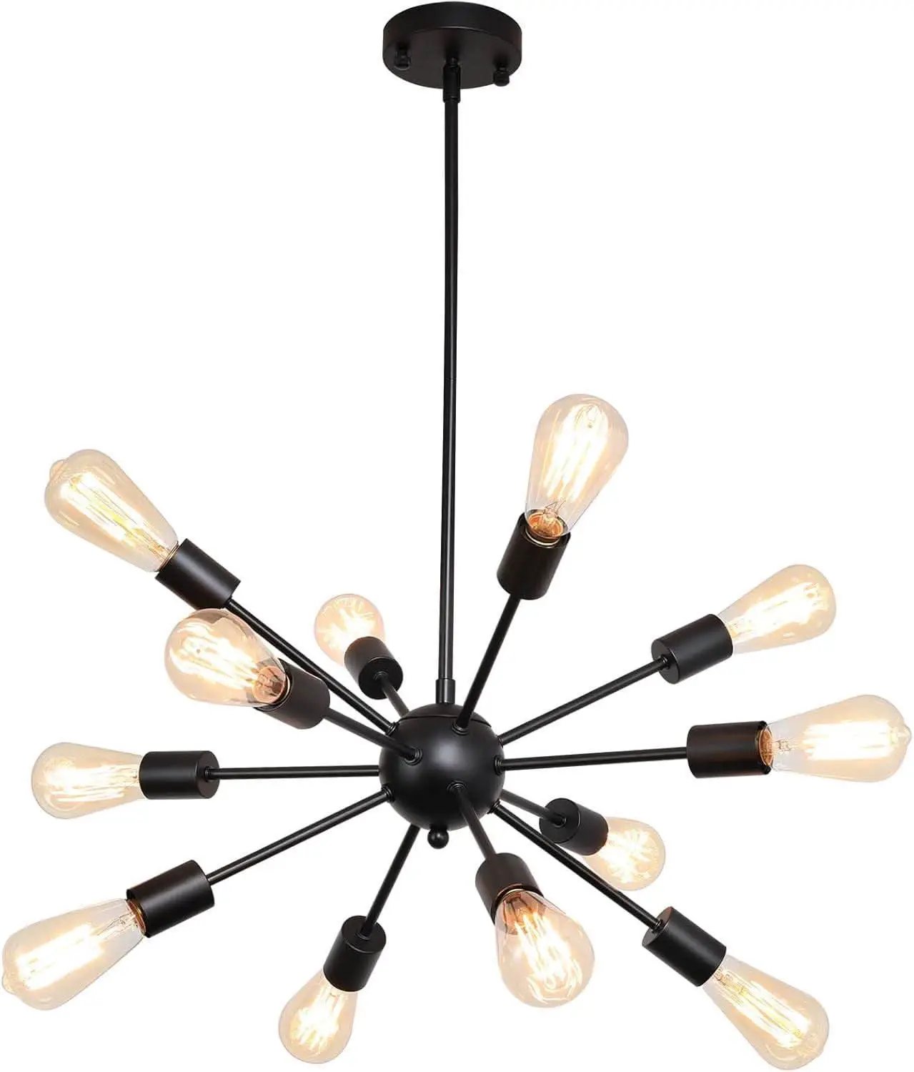 Black 12 Light Sputnik Chandelier Farmhouse Pendant from PriceLows™
