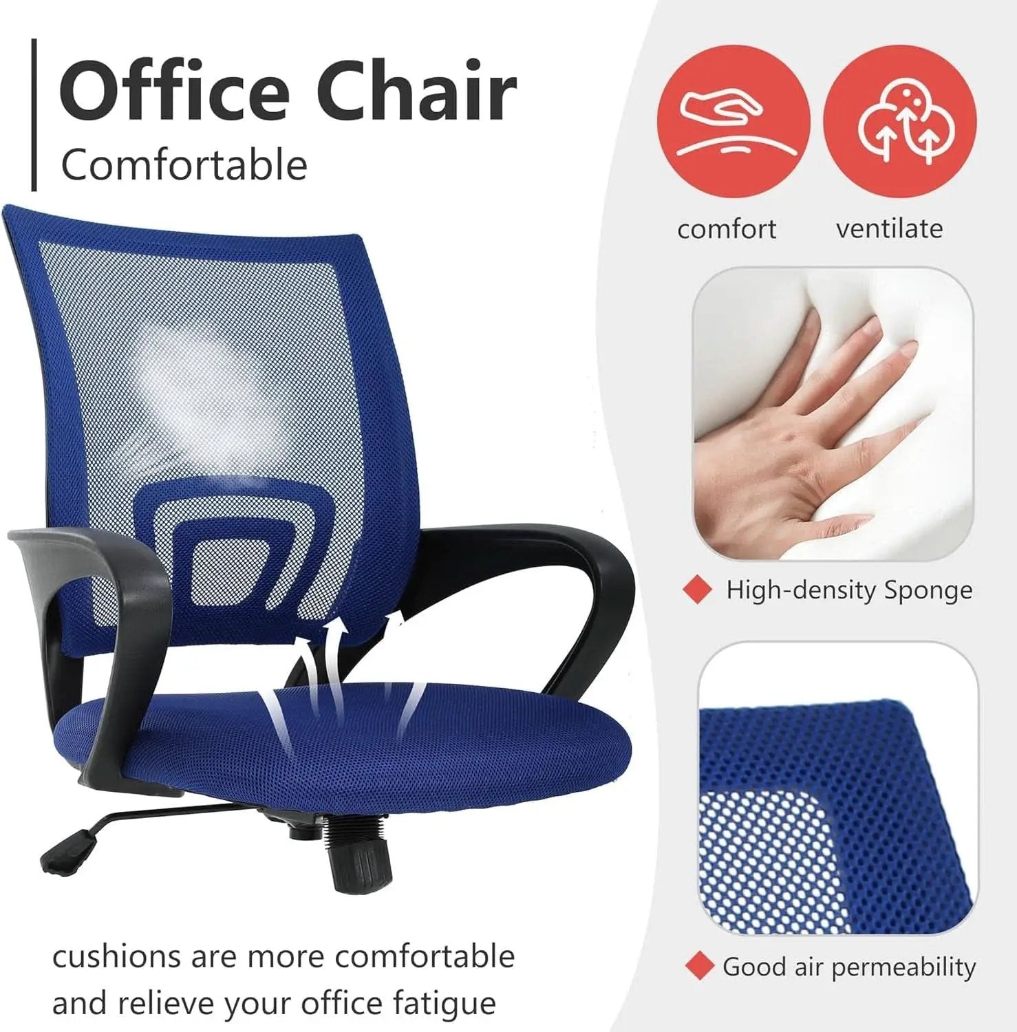 Ergonomic Office Chair With Adjustable Lumbar Support Blue from PriceLows™