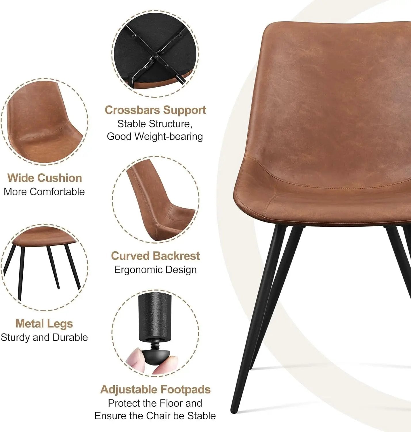 Dining Chairs Set Of 2 Brown Upholstered Faux Leather from PriceLows™