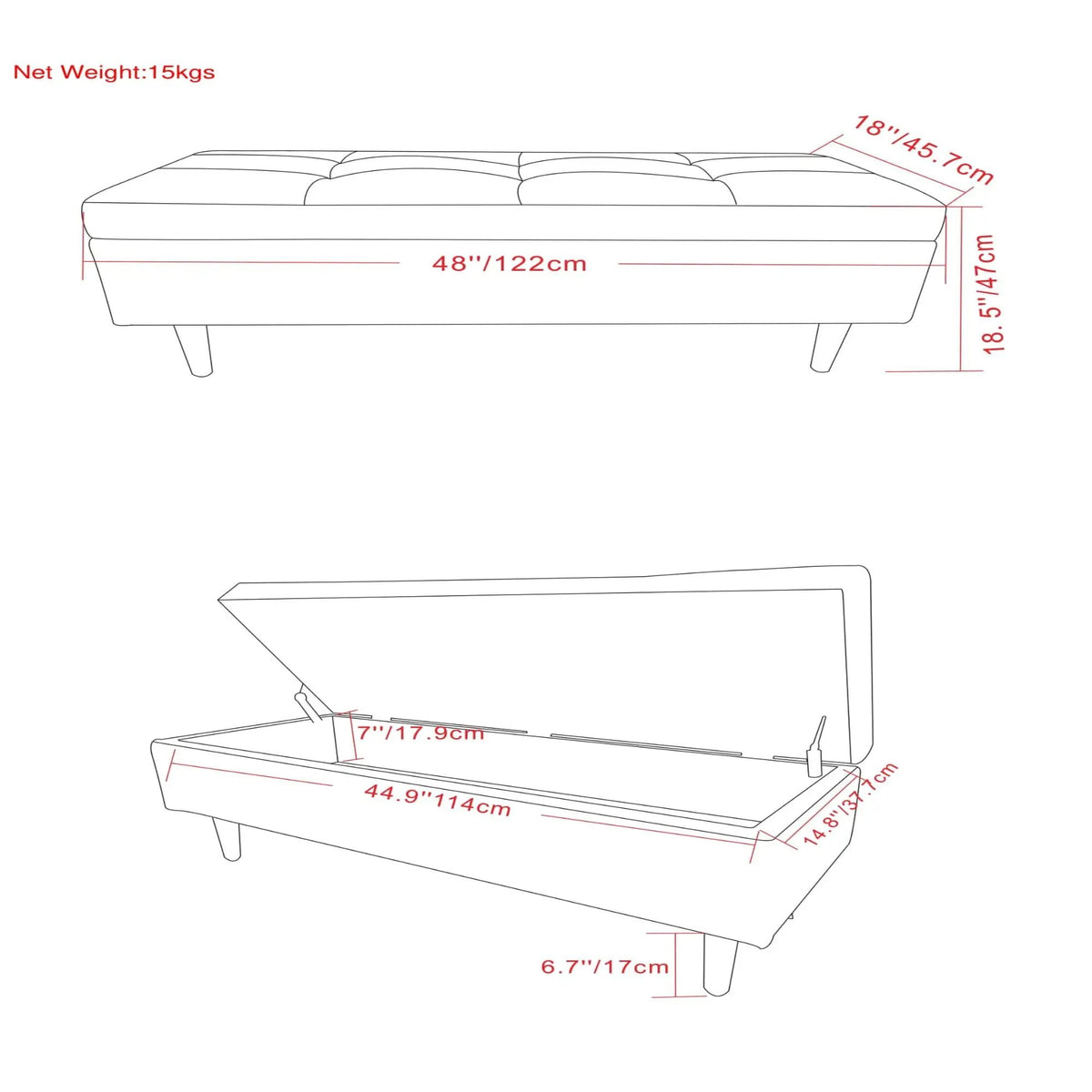 Shay Large Square Storage Ottoman | Coffee Table Design | Hydraulic Lift-Up Lid | Mid-Century Style