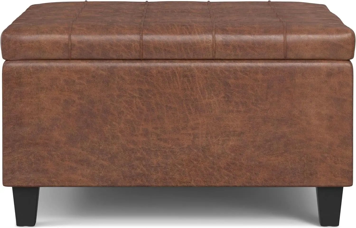 Storage Ottoman 30 Inch Distressed Saddle Brown Leatherette from PriceLows™