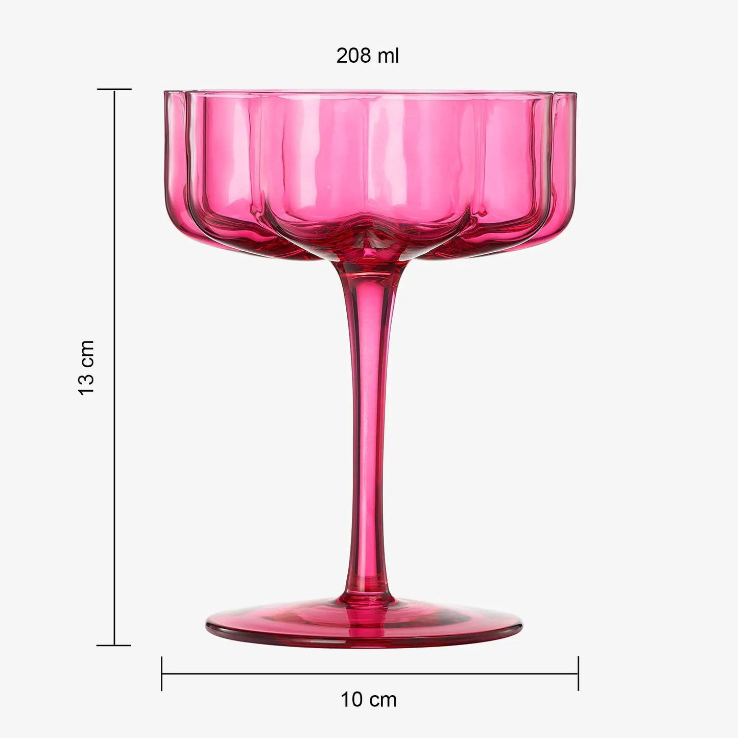 Flower Vintage Wavy Glass Coupes Martini, Champagne & Cocktail Coupes - Set of 2 from PriceLows™