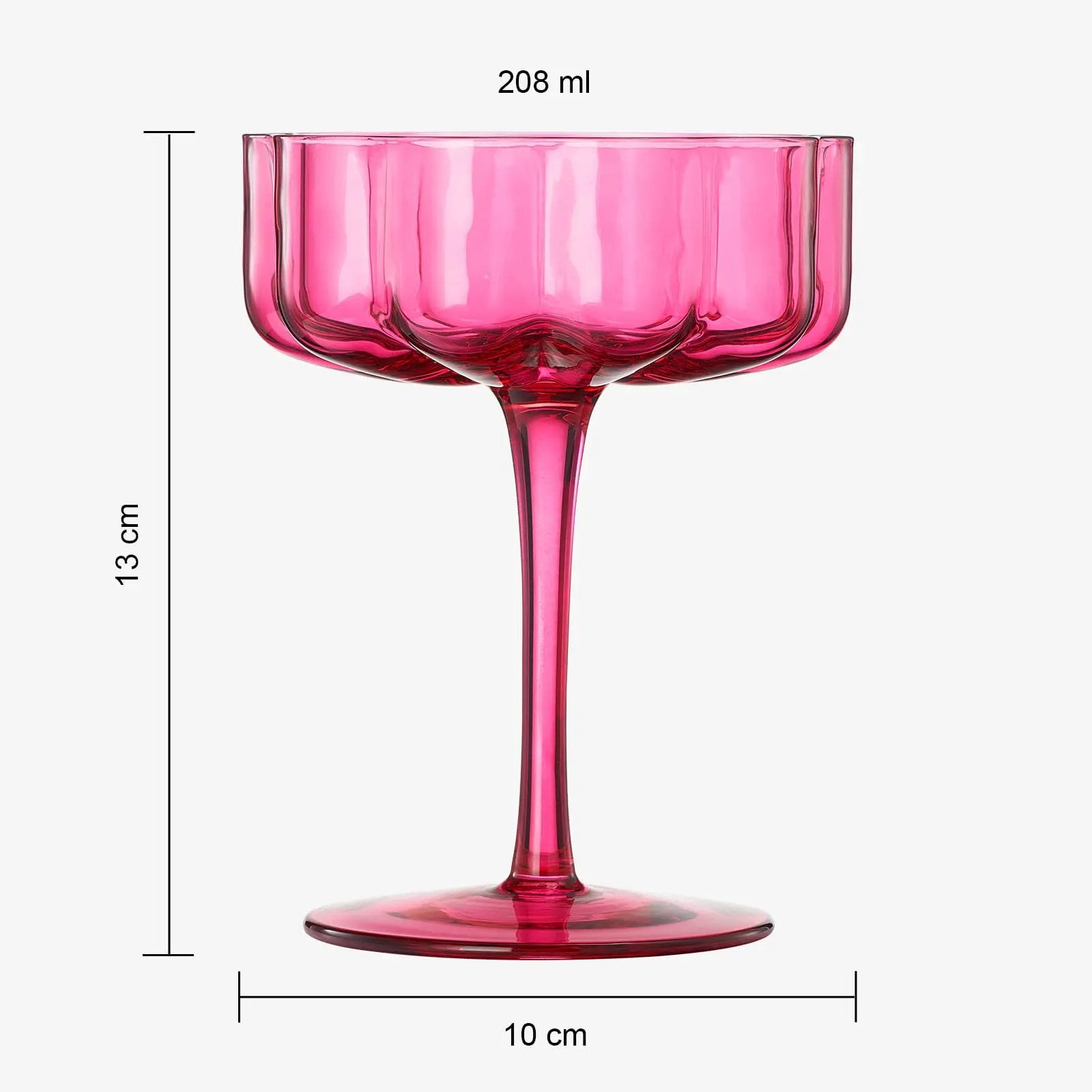 Flower Vintage Wavy Glass Coupes Martini, Champagne & Cocktail Coupes - Set of 2 from PriceLows™