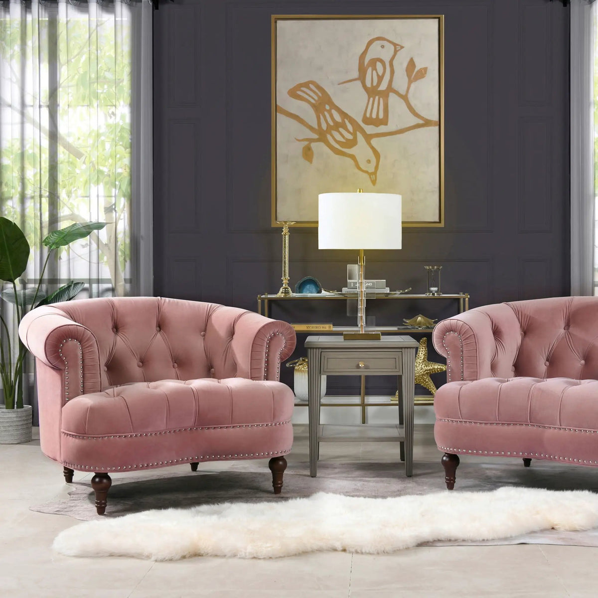 La Rosa Accent Chair | Victorian Tufted Style | Woven Fabric Upholstery | Durable Construction
