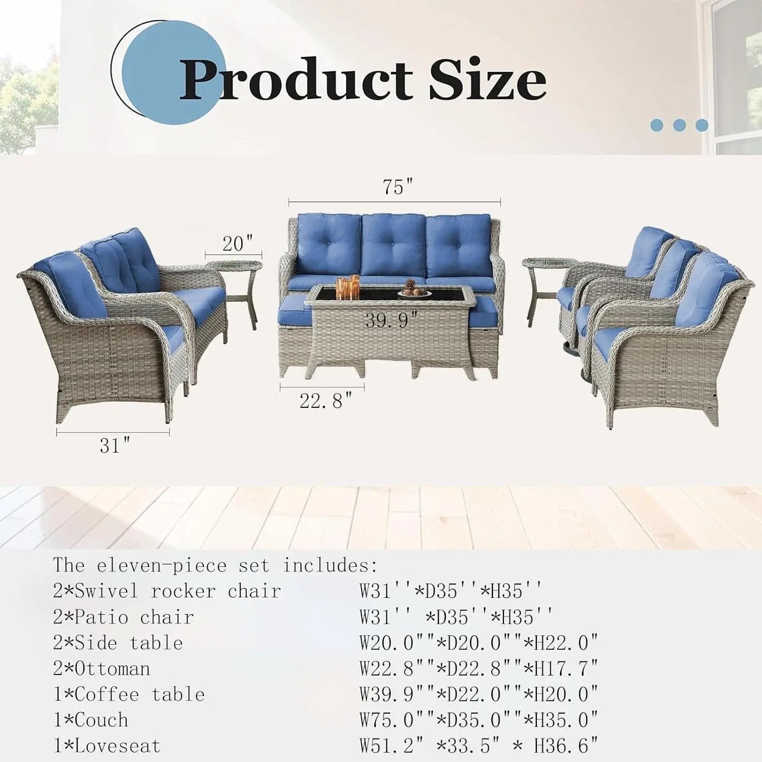 Cozy 11 Piece Outdoor Furniture Set with Swivel Chairs from PriceLows™