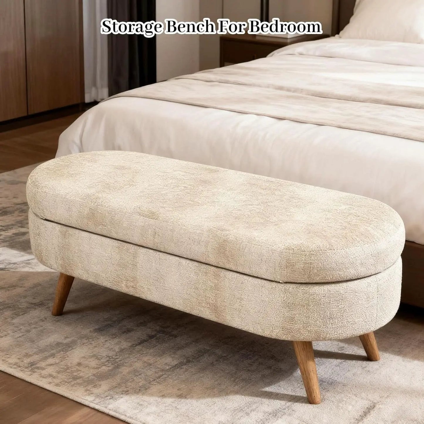 43-Inch Upholstered Storage Ottoman Bench With Hinge from PriceLows™