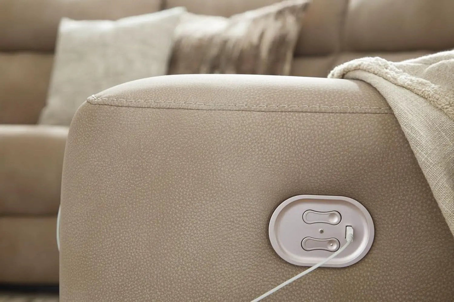 Wall Hugger Power Recliner Light Brown With USB Ports from PriceLows™