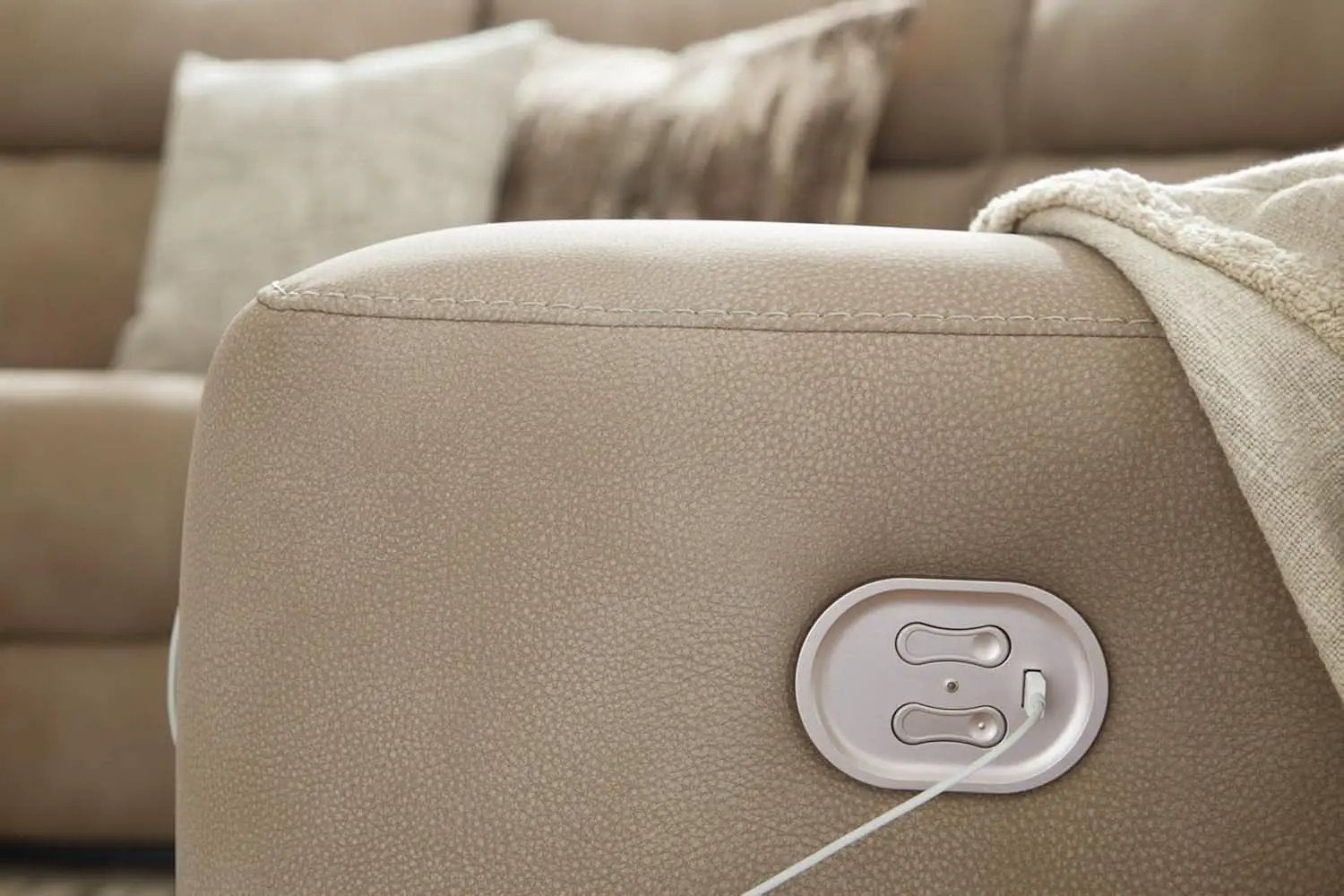 Wall Hugger Power Recliner Light Brown With USB Ports from PriceLows™