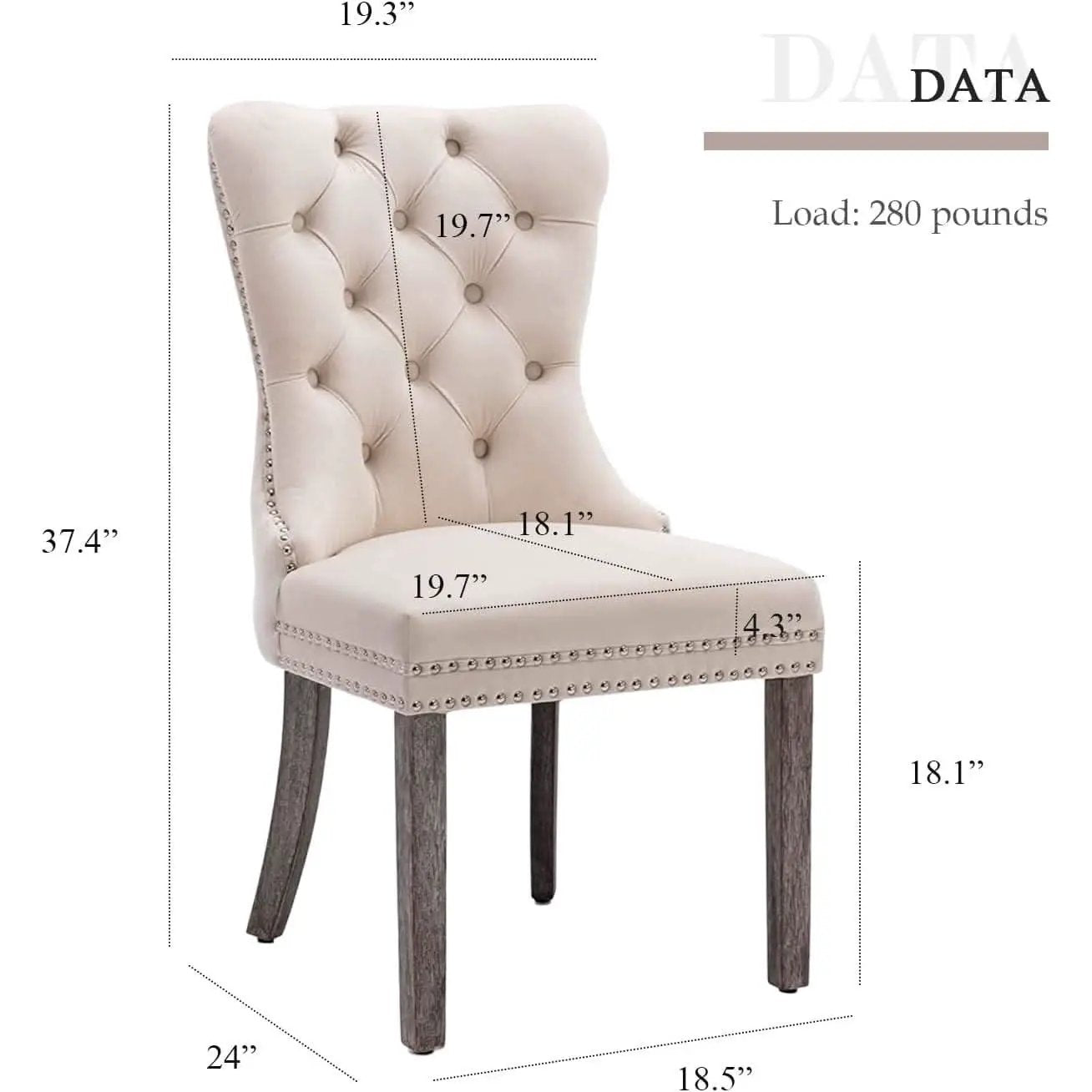 Beige Velvet Tufted Dining Chairs With Nailhead Trim Set Of 6 from PriceLows™