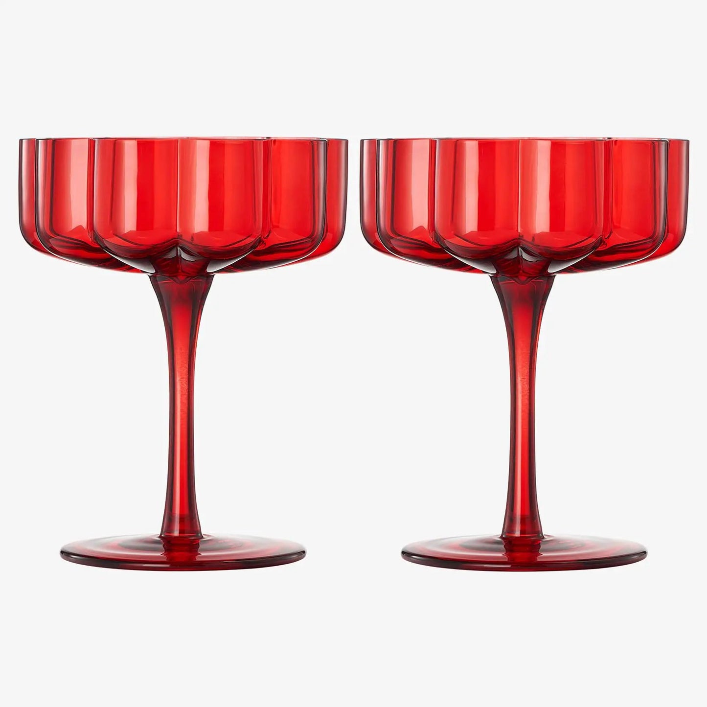 Flower Vintage Wavy Glass Coupes Martini, Champagne & Cocktail Coupes - Set of 2 from PriceLows™