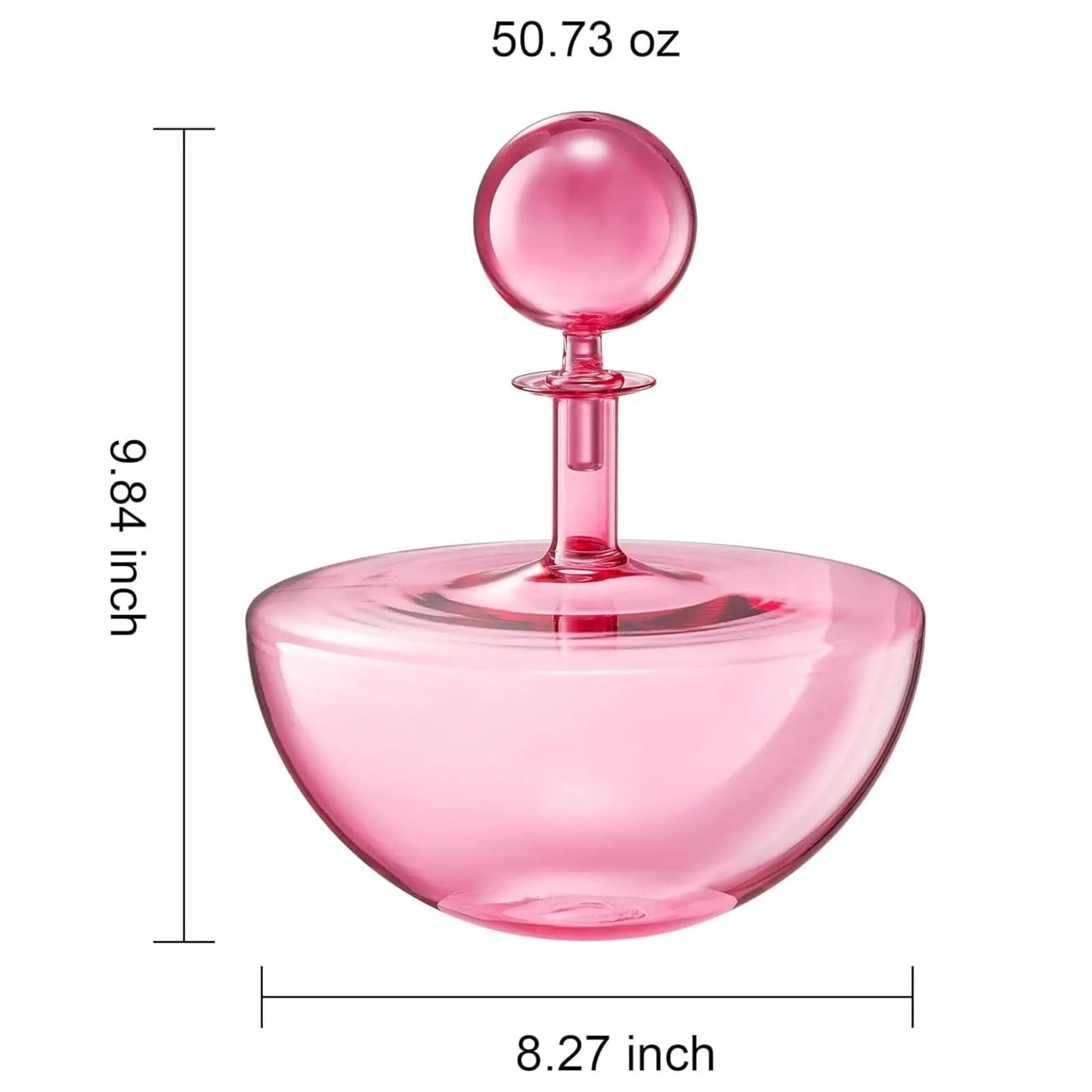 Blush Pink Low Arc Glass Decanter Handblown Captain’s Style Carafe from PriceLows™