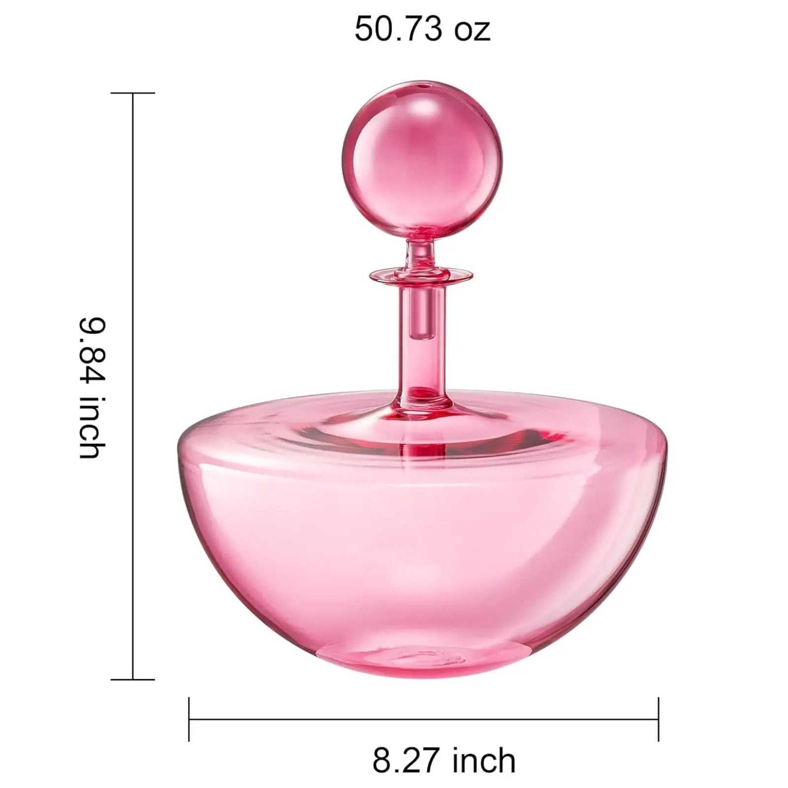 Blush Pink Low Arc Glass Decanter Handblown Captain’s Style Carafe from PriceLows™