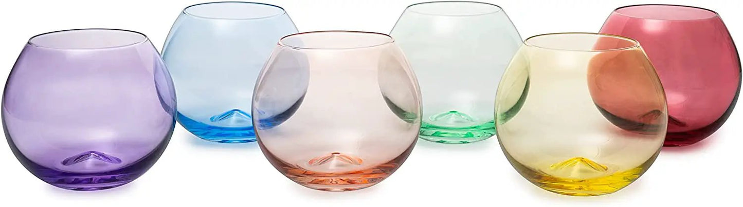 Vibes Colored Wine Glass Set, Large 12oz (Stemless Bubble) from PriceLows™