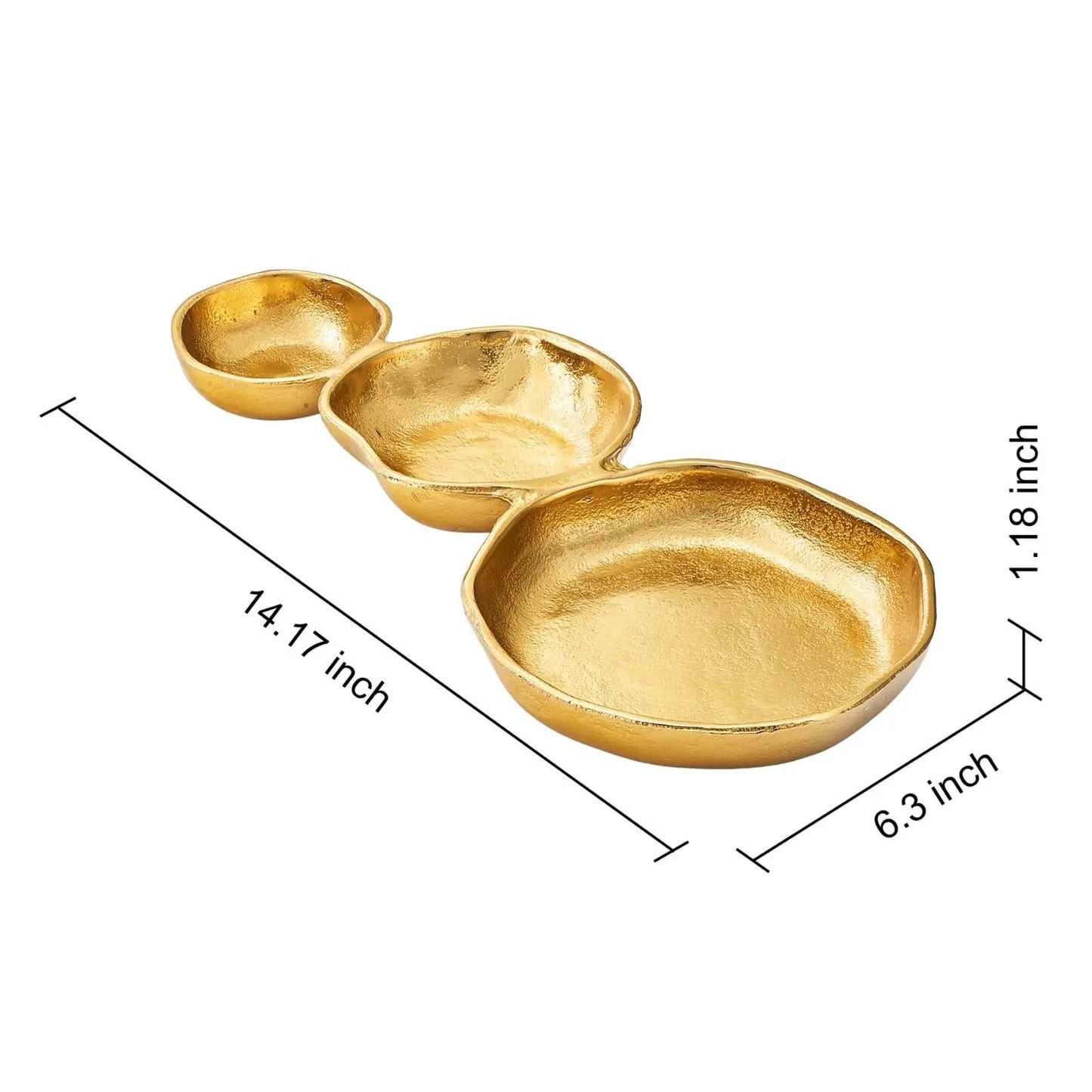 3 Cluster Decorative Bowls Gold Hammered Snack Tray Bowl Chip from PriceLows™