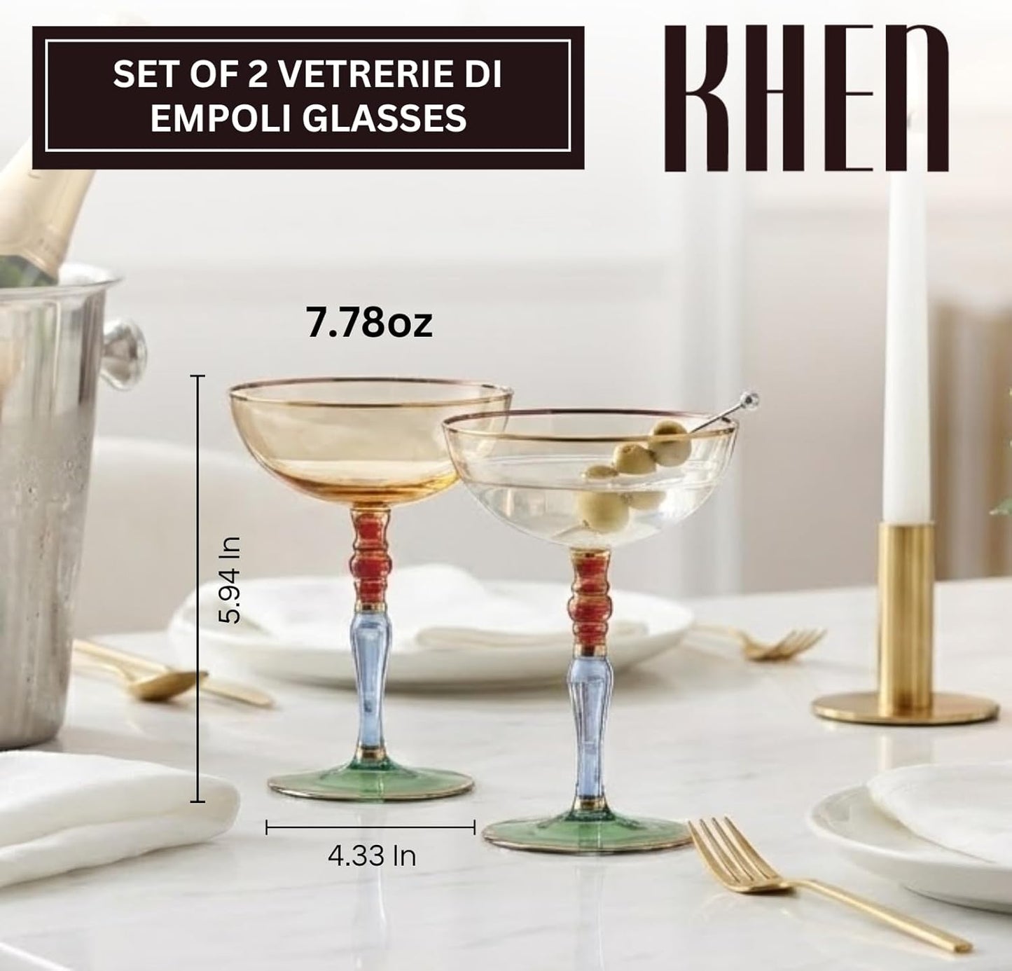 Khen Ravello Coupe Glassware - Set of 2 from PriceLows™