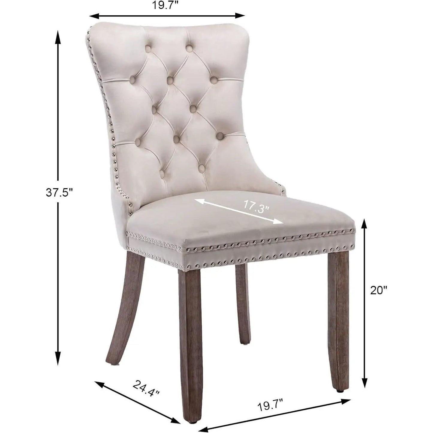 Beige Velvet Dining Chairs Set Of Six Tufted Wingback from PriceLows™