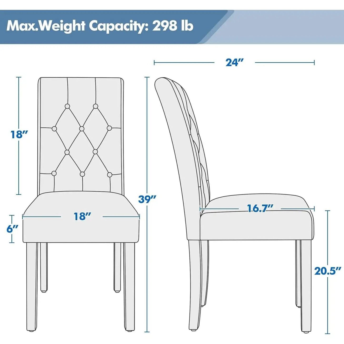 Dining Chairs Set of 6 White Leather Seat Solid Wood Legs from PriceLows™