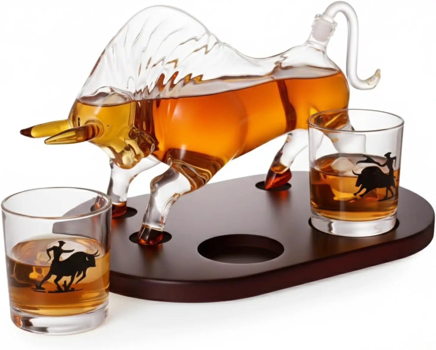 Western Cowboy & El Matador Bull Whiskey Decanter Set from PriceLows™