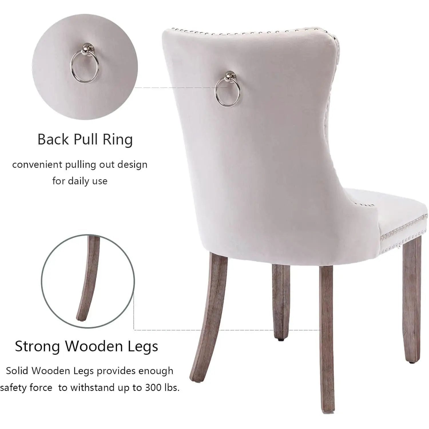 Beige Velvet Dining Chairs Set Of Six Tufted Wingback from PriceLows™
