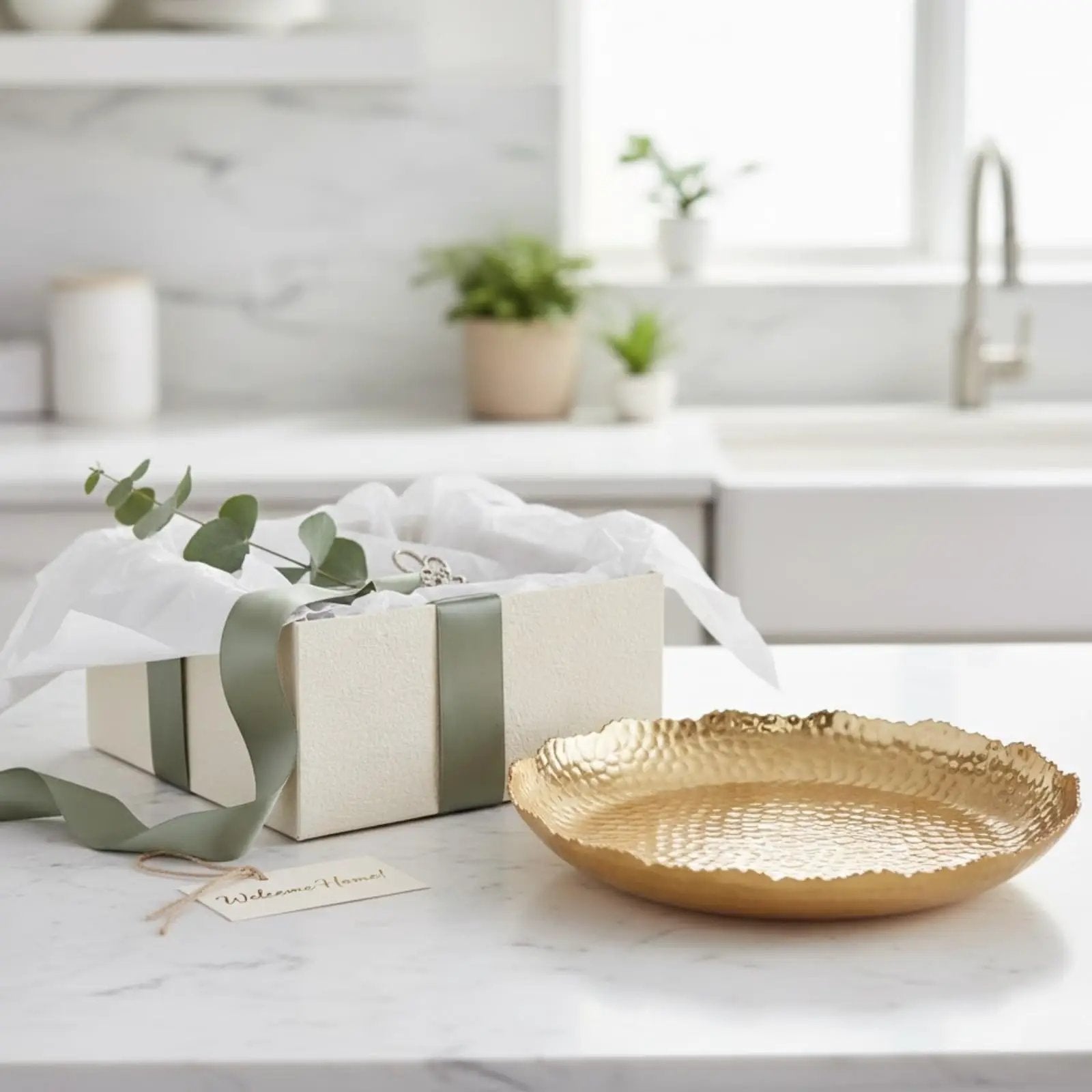 Gold Hammered Decorative Bowl Elegant Aluminum Centerpiece from PriceLows™