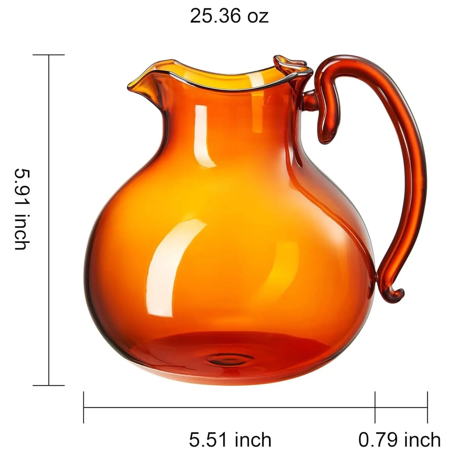 talian Design Amber Glass Jug Mouth-Blown Venetian Pitcher 750ml Handmade Murano from PriceLows™