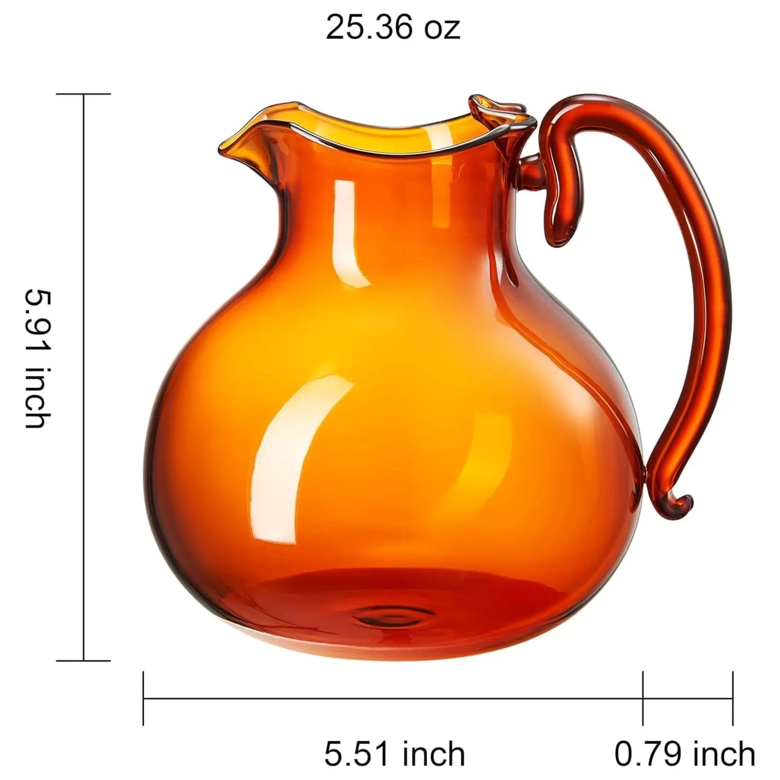 talian Design Amber Glass Jug Mouth-Blown Venetian Pitcher 750ml Handmade Murano from PriceLows™