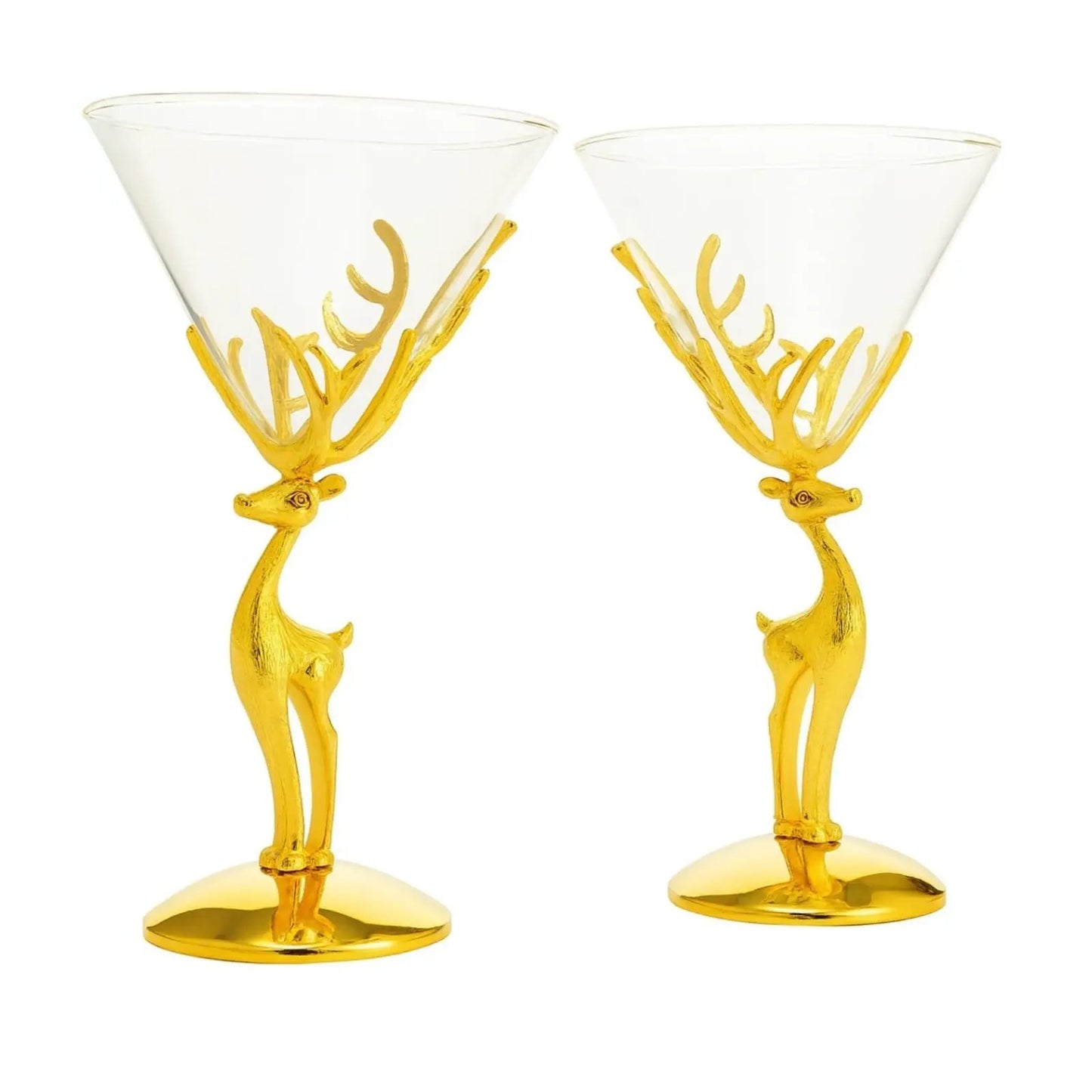 Golden Standing stag martini glasses set of 2 from PriceLows™