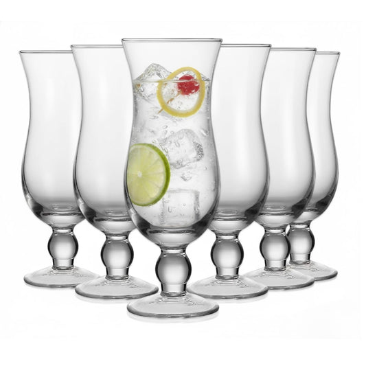 Hurricane Glassware Set of 6, Clear Glass Drinkware from PriceLows™
