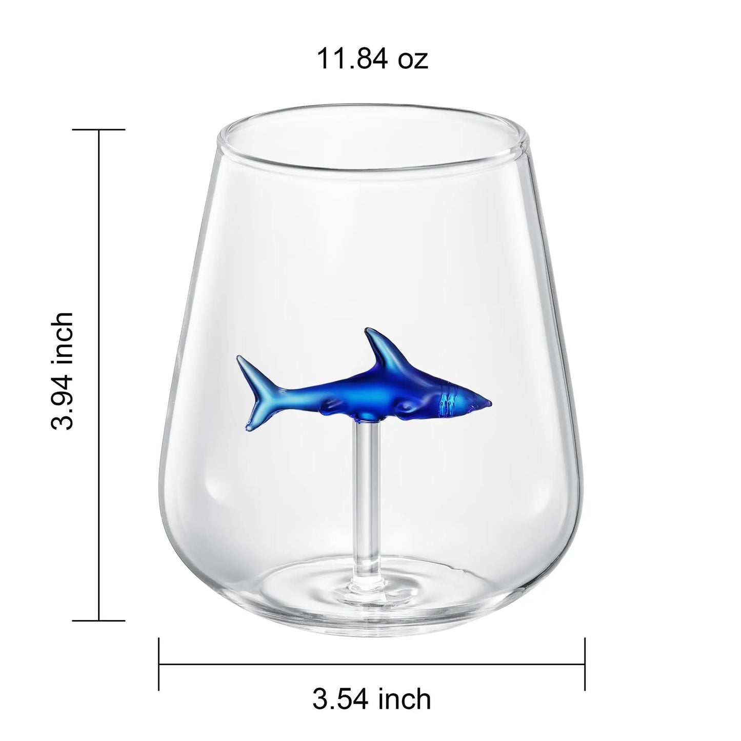 Handcrafted Stemless Shark Wine Glass - Personalized Set of 2 from PriceLows™