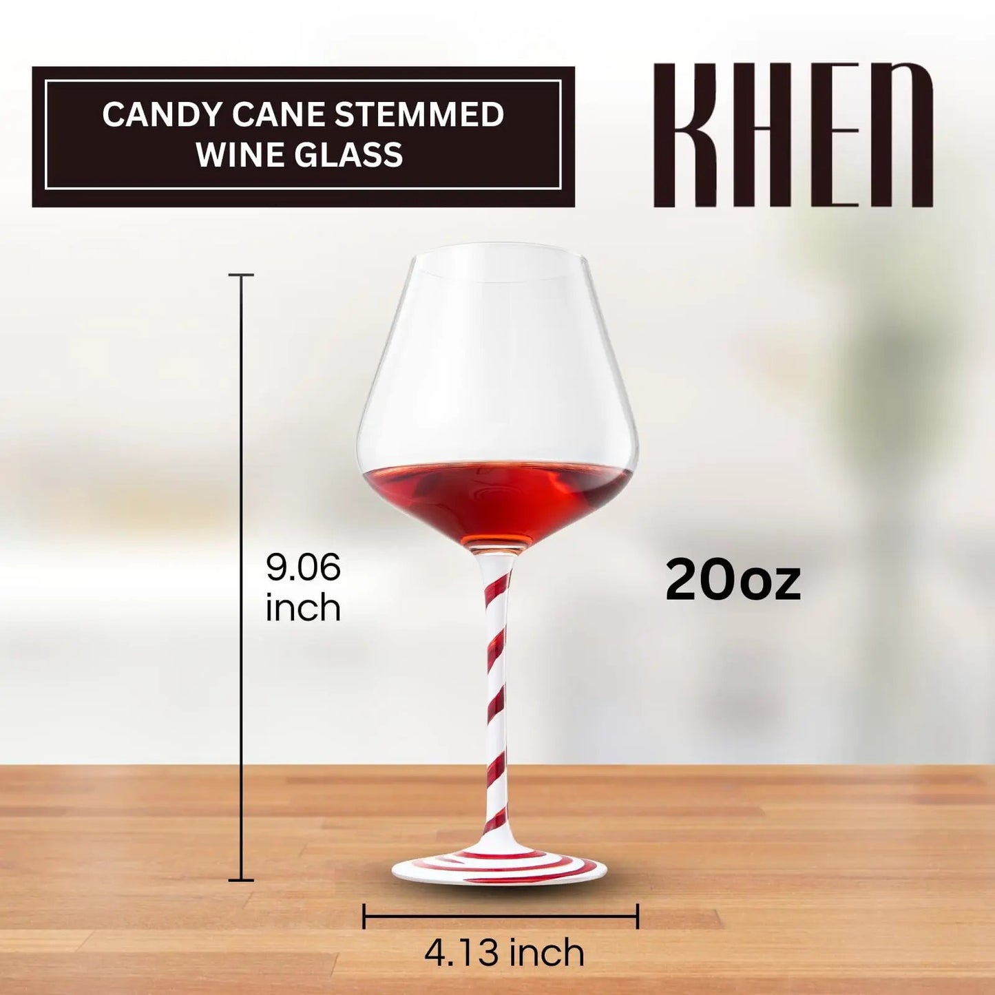 Khen Holiday Candy Cane Wine Glasses Set of 2 Santa Red White Striped from PriceLows™