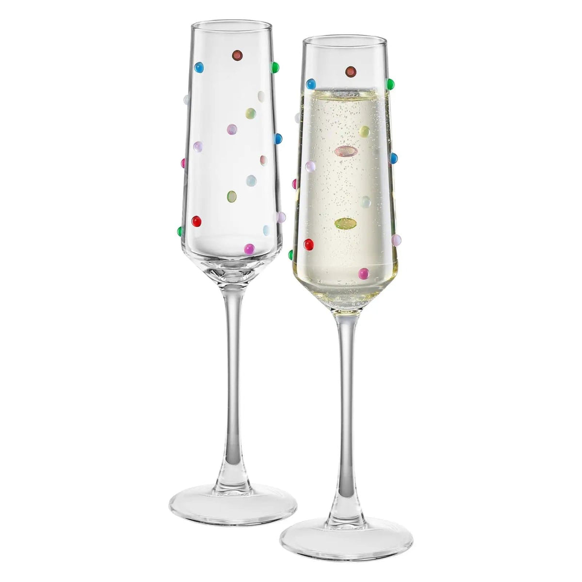 Khen Confetti Flute - | 6.59 oz | Set of 2 | Glass