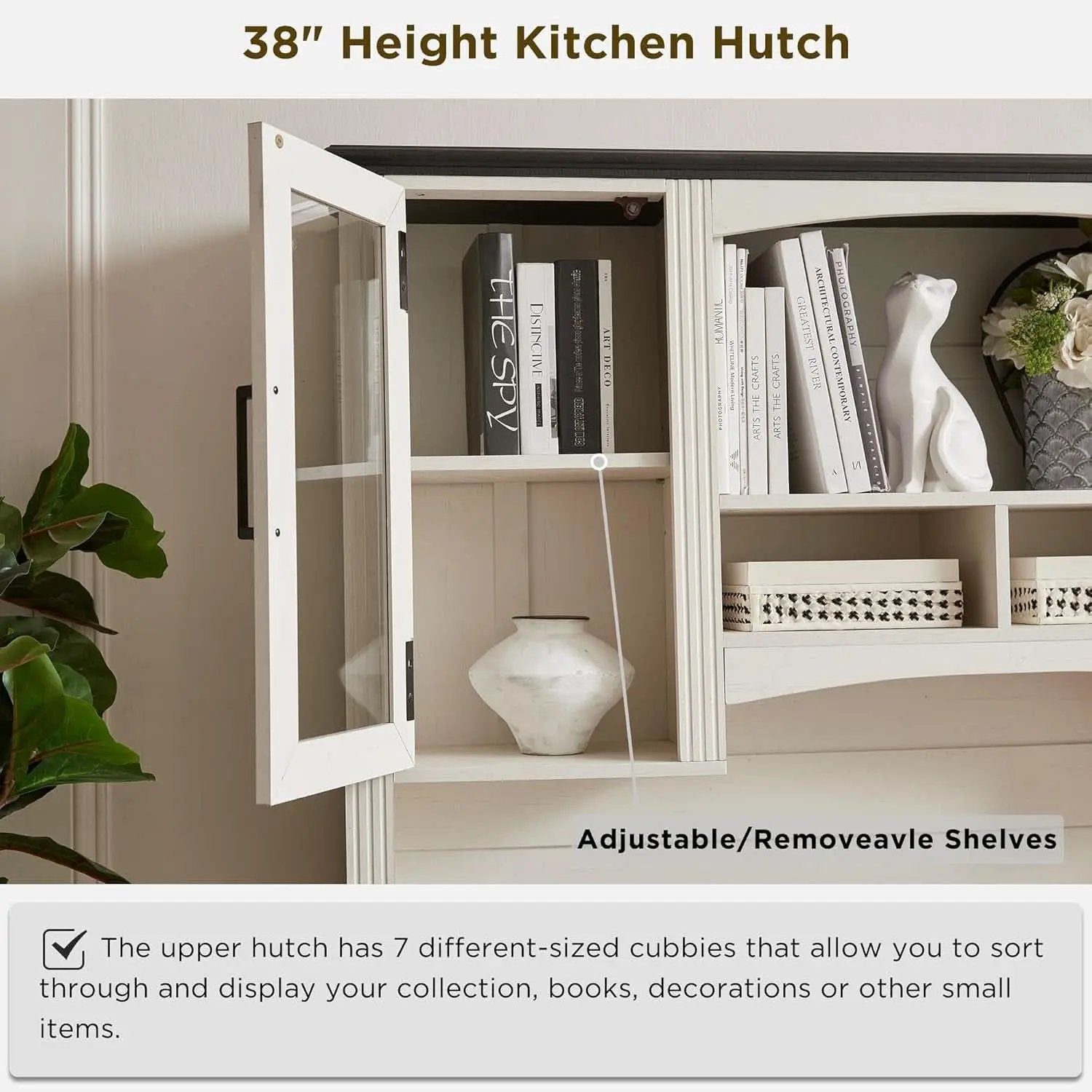 Farmhouse 76 Inch White Industrial Grade Desk Hutch from PriceLows™