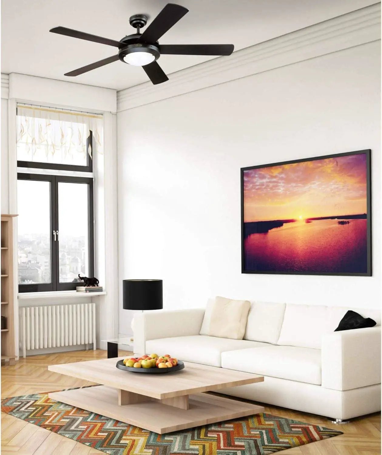 Comet 52 Inch Matte Black Ceiling Fan With LED Light Kit from PriceLows™