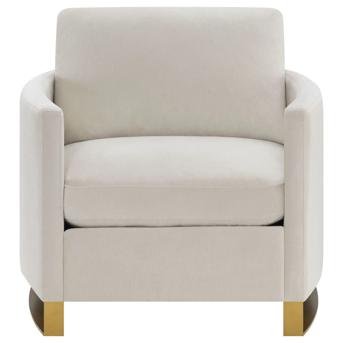 Corliss Upholstered Curved Track Arm Chair | 38.5 x 36.5 x 36 in | Velvet & Stainless Steel | Beige