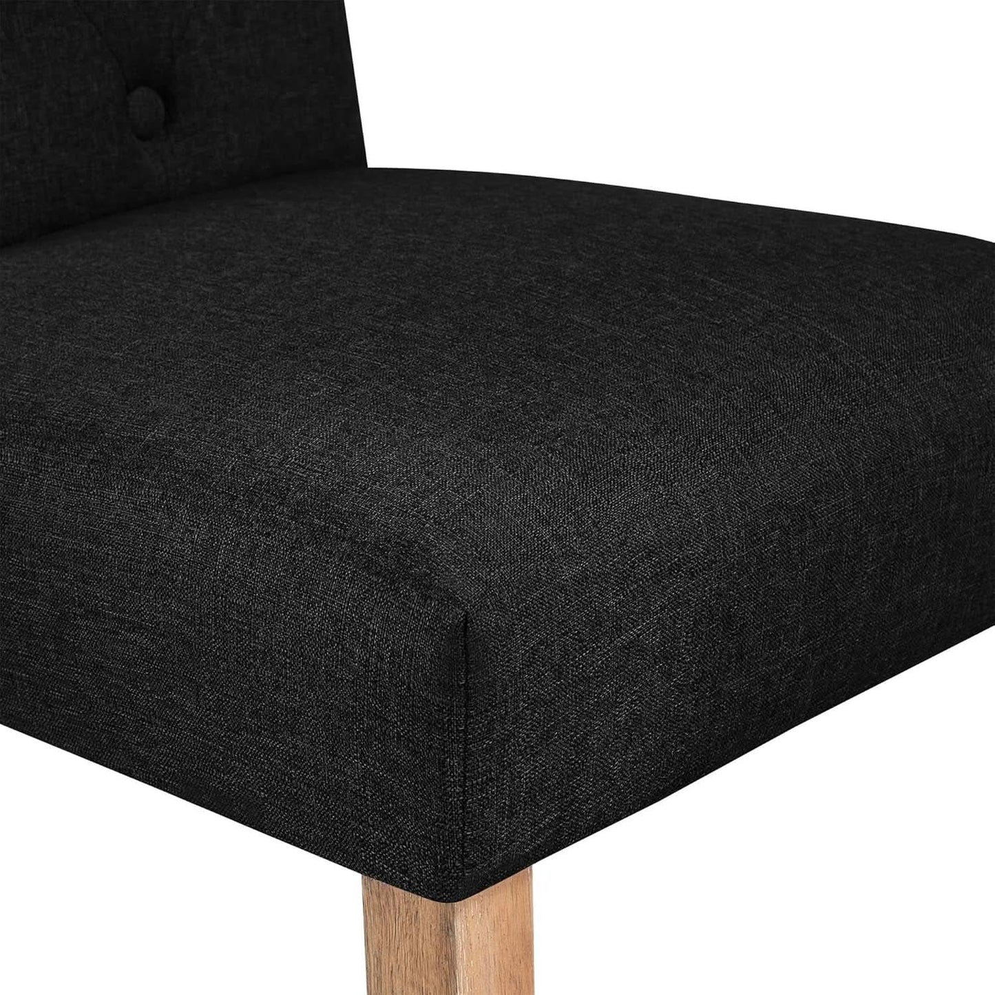 Tufted Upholstered Dining Chair Pair With Solid Wood Legs Black from PriceLows™