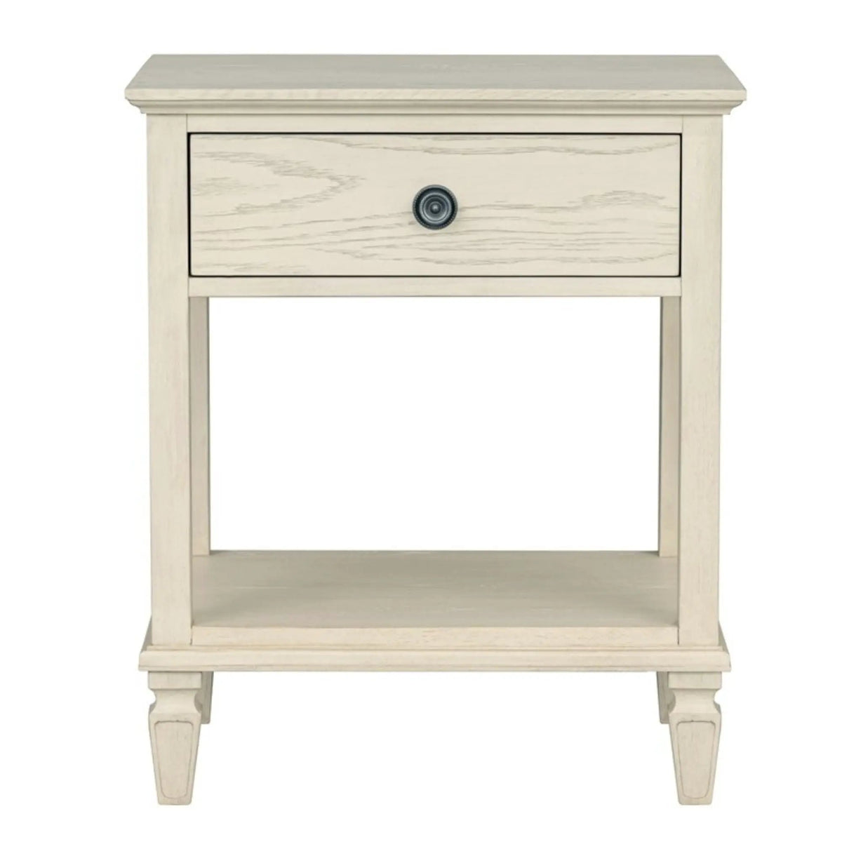 Victoria Bedside Table | Aged Brown Oak Finish | Drawer And Open Shelf | Wire Brush Detail