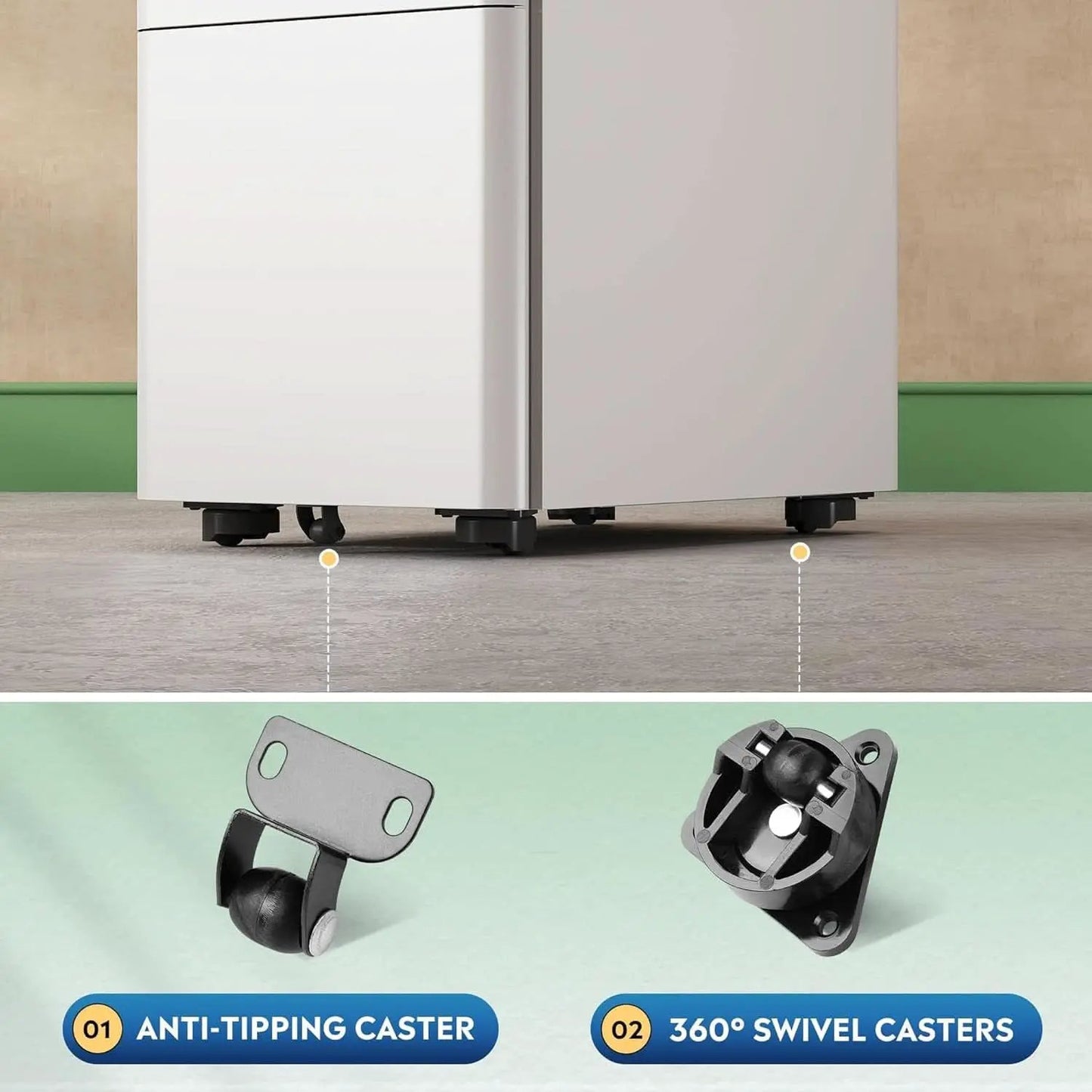 White 3 Drawer Slim File Cabinet For Office Lockable from PriceLows™