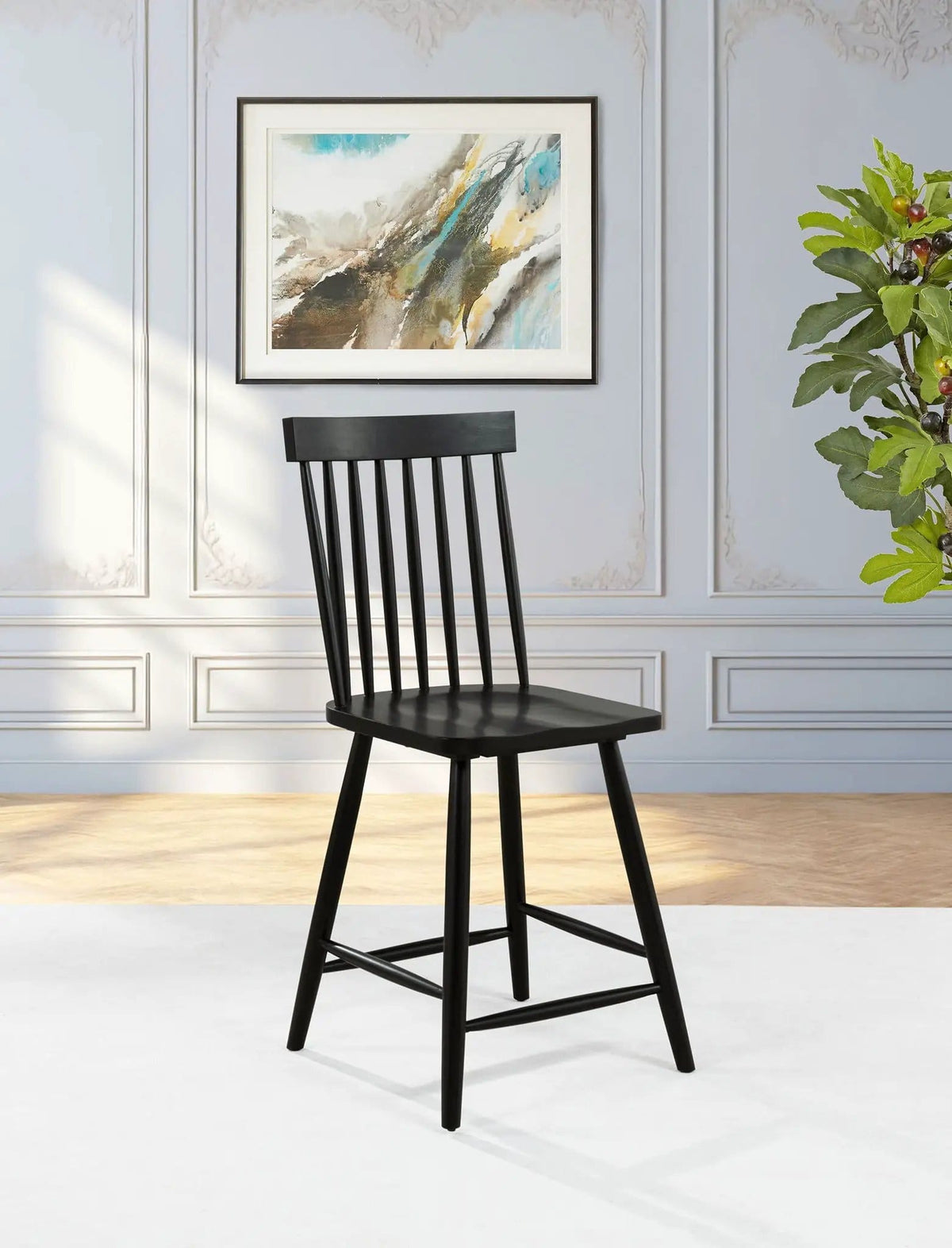 Andrews Windsor Counter Height Dining Side Chair Black (Set of 2) Counter Height | 19 x 22.75 x 43.25 in | Rubberwood & Veneer | Dining Room