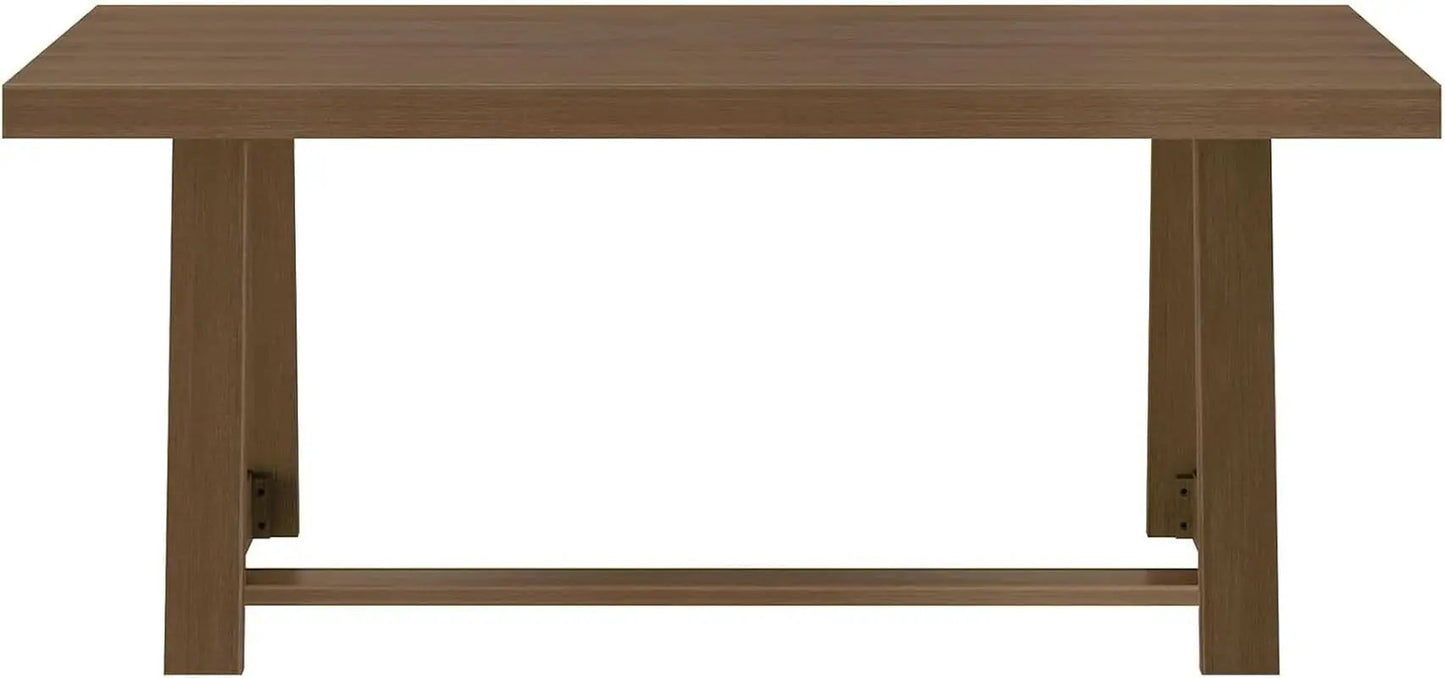 72 Inch Farmhouse Dining Table Solid Wood Rustic Kitchen Table Pecan Wirebrush from PriceLows™