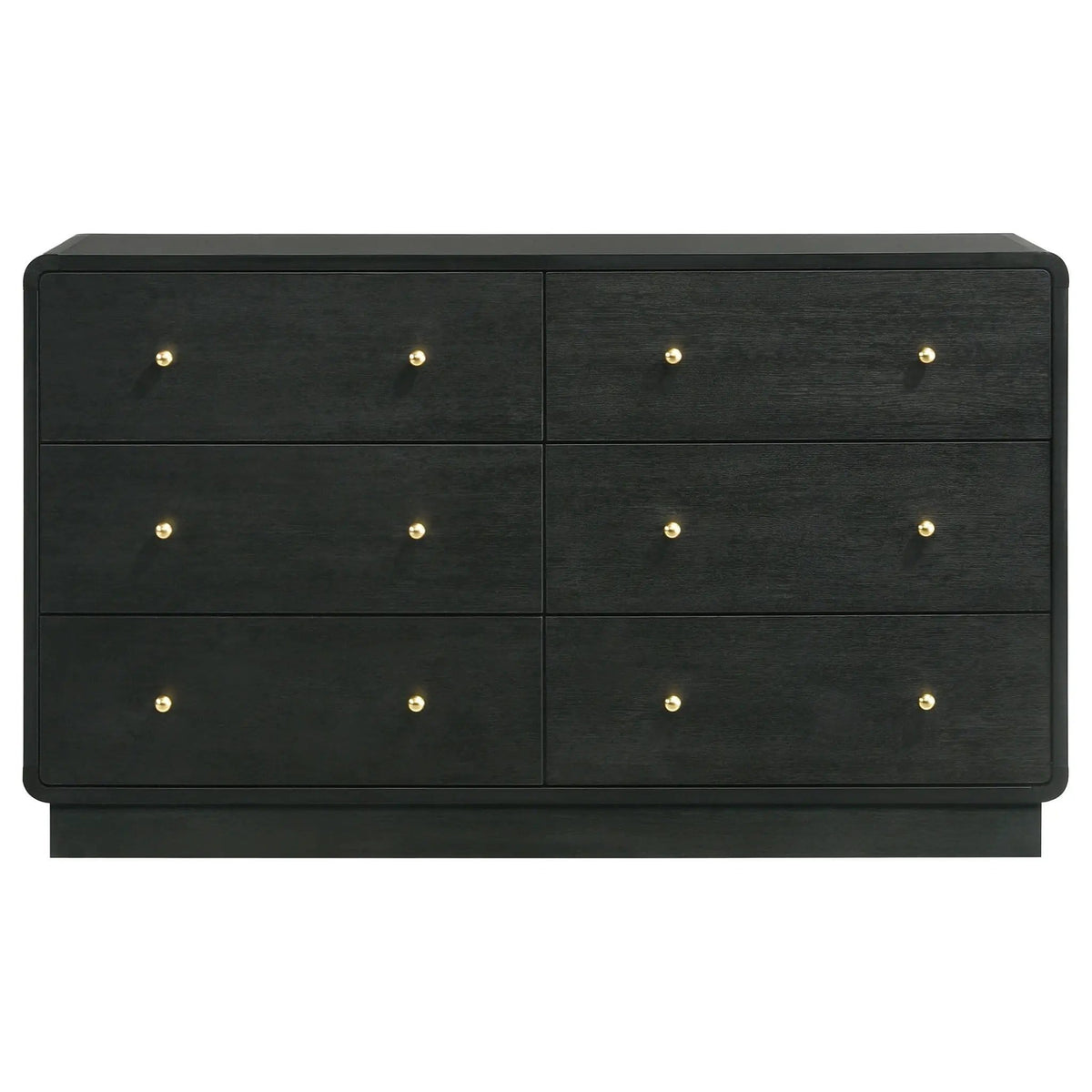Cavelle 6-drawer Dresser Cabinet | 58.5 x 16.75 x 34.25 in | Brass | Black