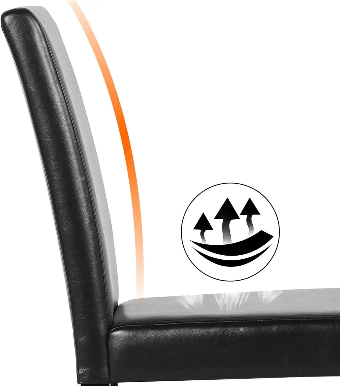 Dining Chair Set Of 4 PU Leather Upholstered Chairs With Solid Wood Legs Black from PriceLows™