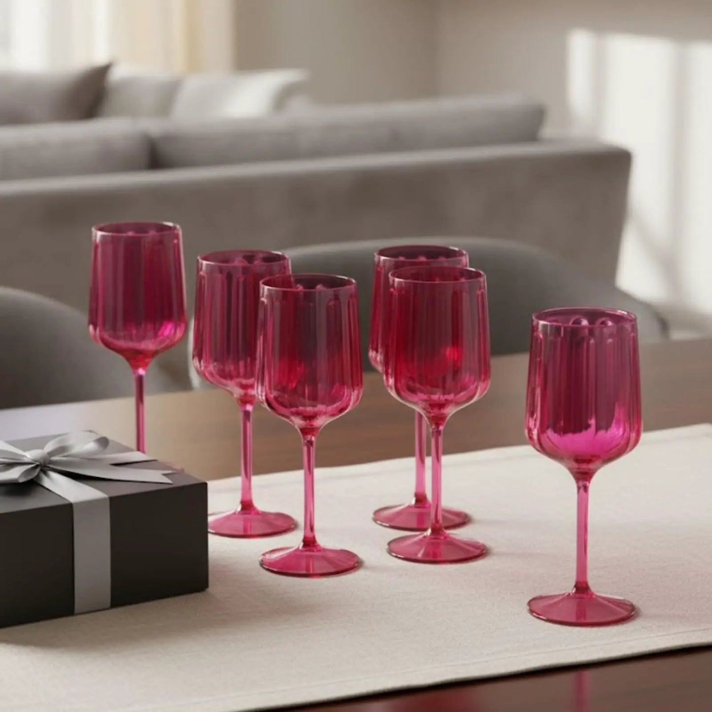 Khen Acrylic Lucia Stemmed Goblets - Set of 6 |14oz | Coral from PriceLows™