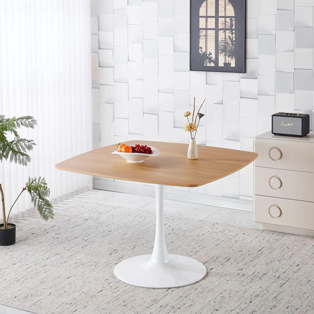 Modern Dining Table | 42 Inch Square | Pedestal Base | Contemporary Design