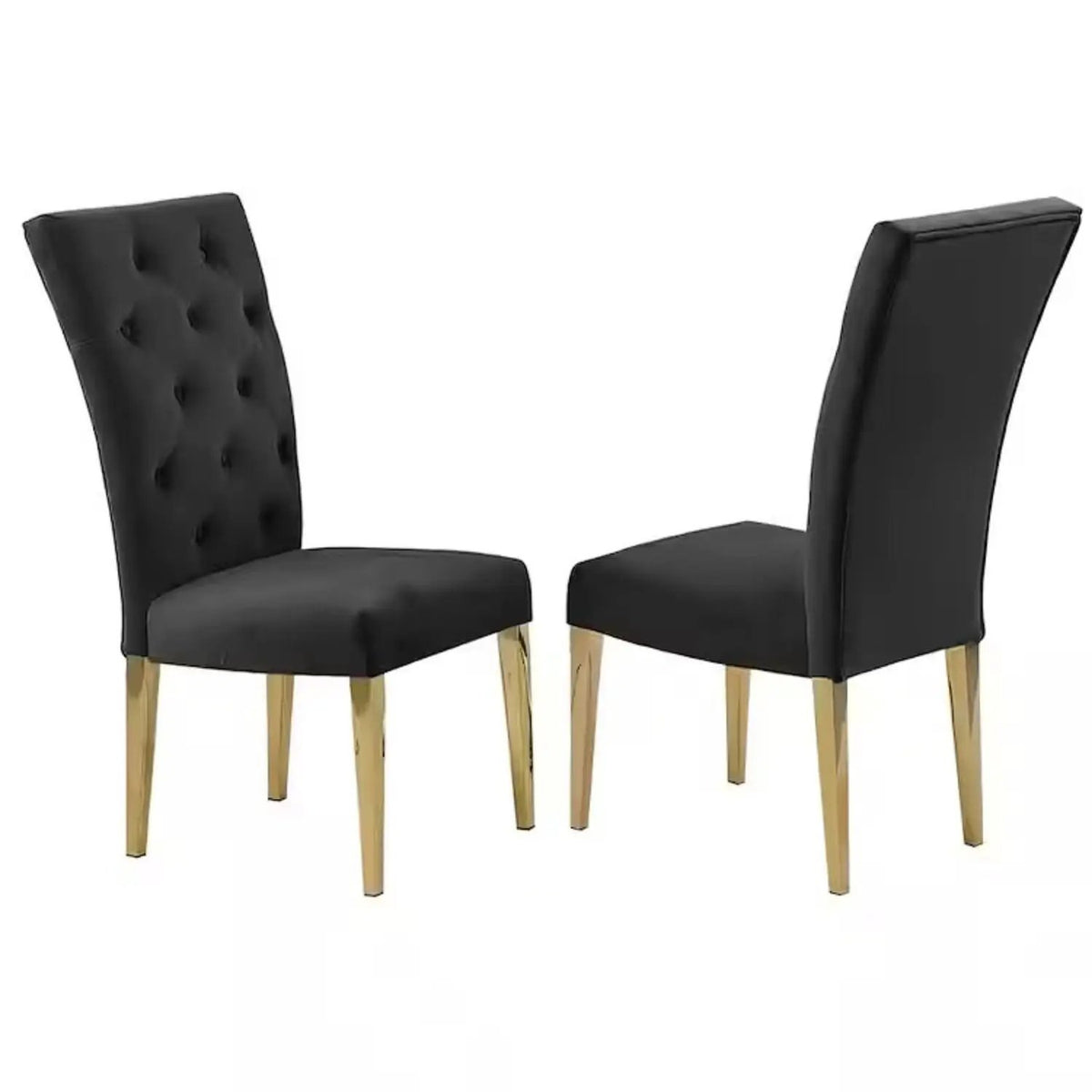 Upholstered Dining Chairs | Tufted Back | Stainless Steel Base | Set Of 2
