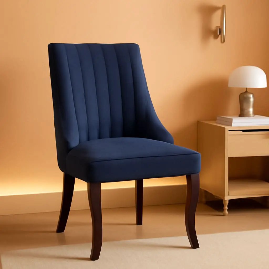 Blue Linen Dining Chairs Set Of 4 With Channel Tufting from PriceLows™